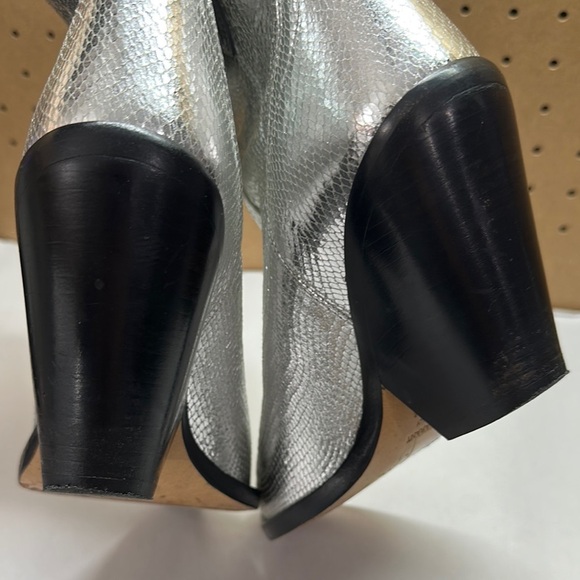 Isabel Marant Leyane Silver Metallic Boots Womens Size 38 Cowgirl Western - Picture 5 of 13